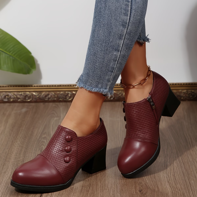 Riëtte - Dames pumps met blokhak en rits