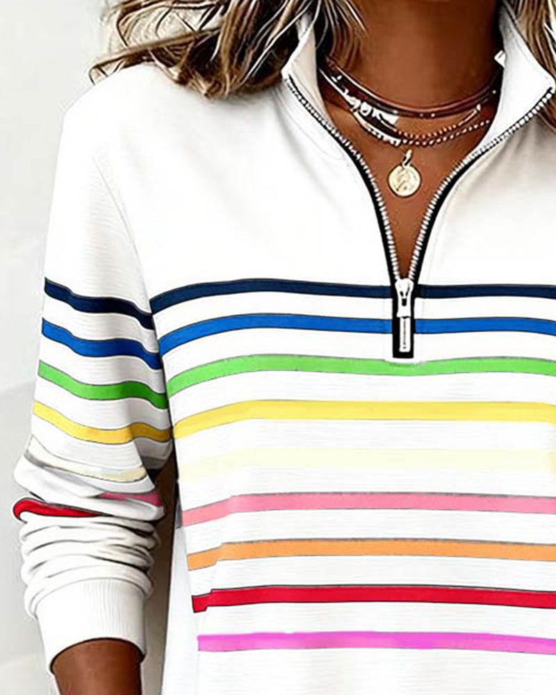 Isavelline - Casual Sweatshirt met Kleurige Strepen