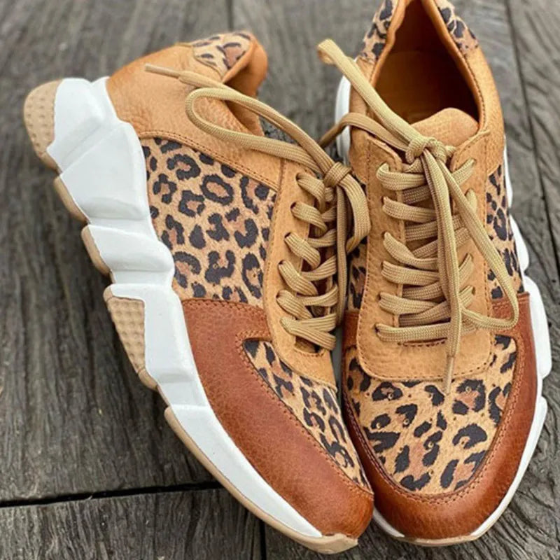 Eleonora - Casual Luipaard Sneakers met Dikke Zolen