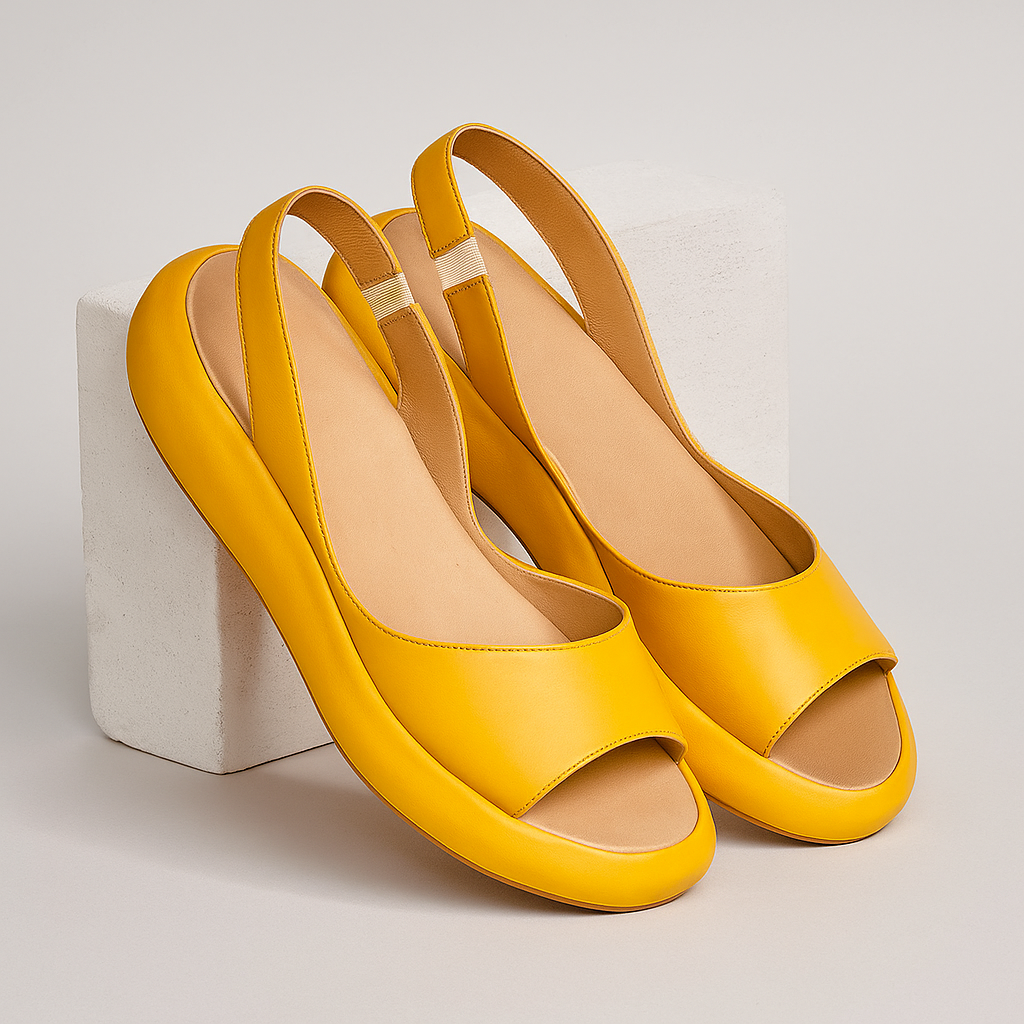 Iverixa - Dames sandalen met hak, open teen, platformzool van leer