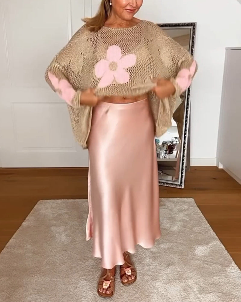 Sasha - Gebreide trui met bloemenmotief