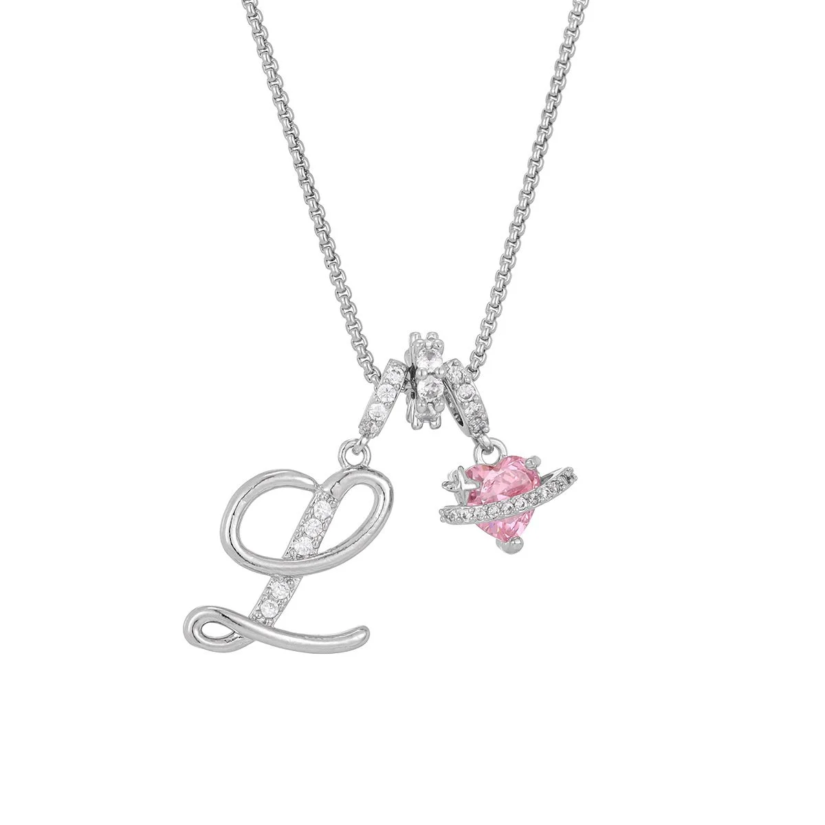 Carmelle - Initialen Ketting Met Roze Hartje