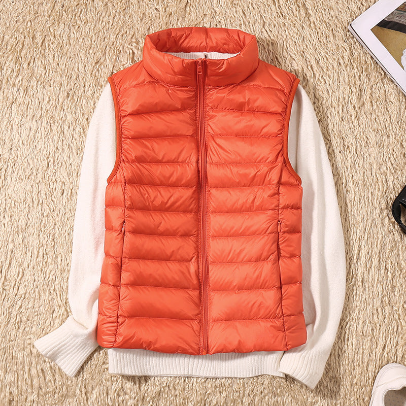 Quelora - Licht Plissé Vest van Dons voor een Elegante Stijl