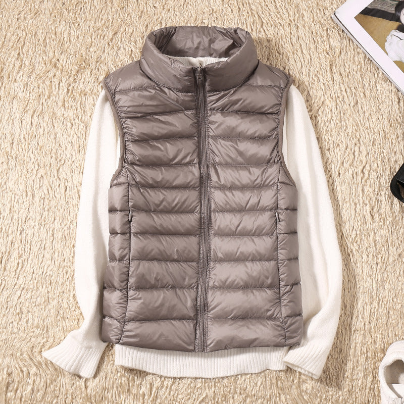 Quelora - Licht Plissé Vest van Dons voor een Elegante Stijl
