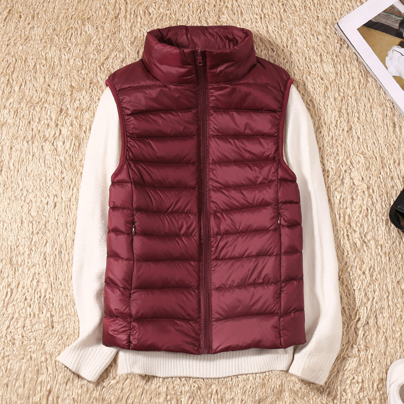 Quelora - Licht Plissé Vest van Dons voor een Elegante Stijl