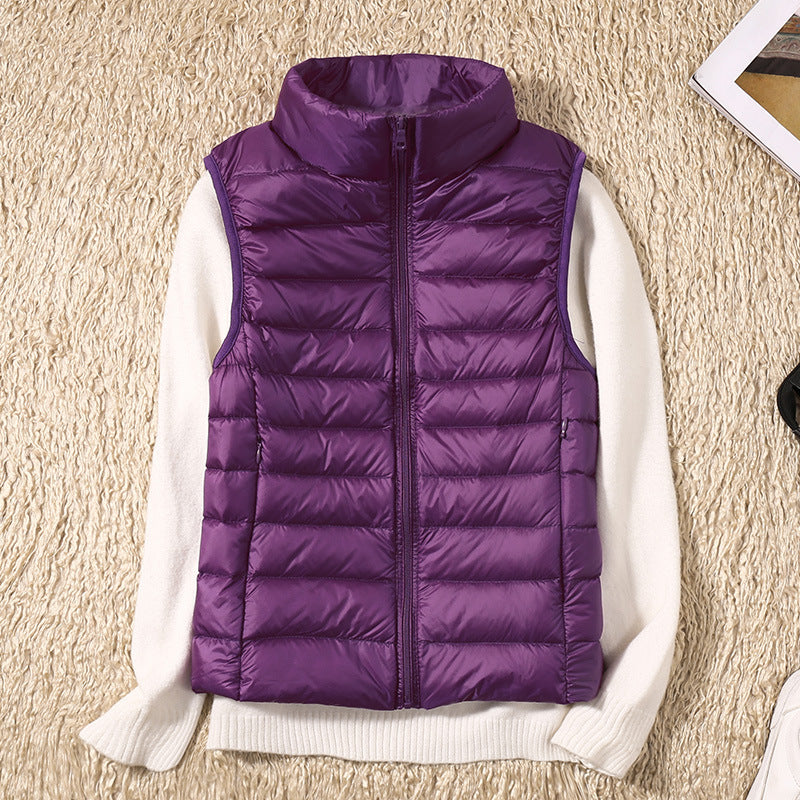 Quelora - Licht Plissé Vest van Dons voor een Elegante Stijl