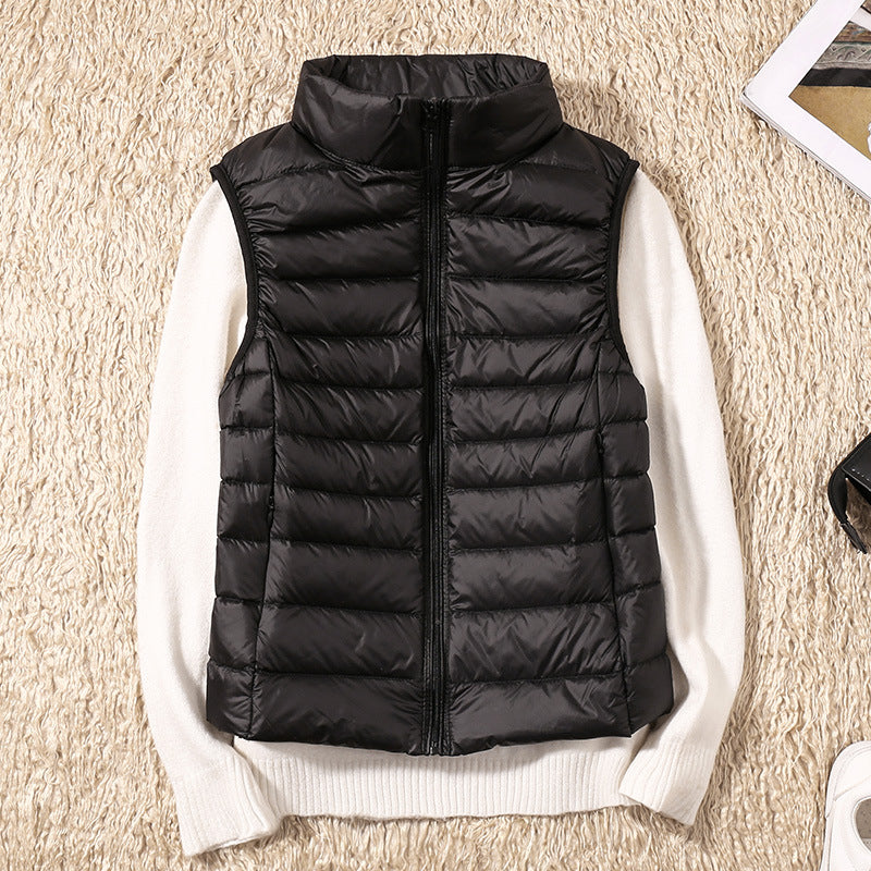 Quelora - Licht Plissé Vest van Dons voor een Elegante Stijl