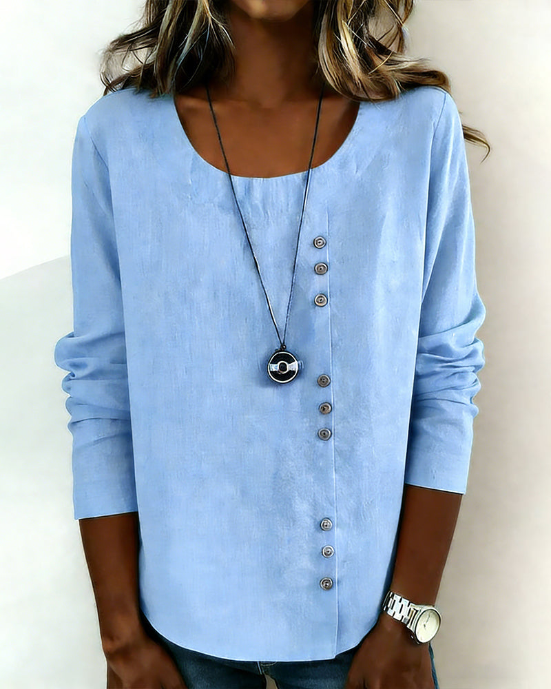 Quillane - T-shirt met Ronde Hals en Lange Mouwen