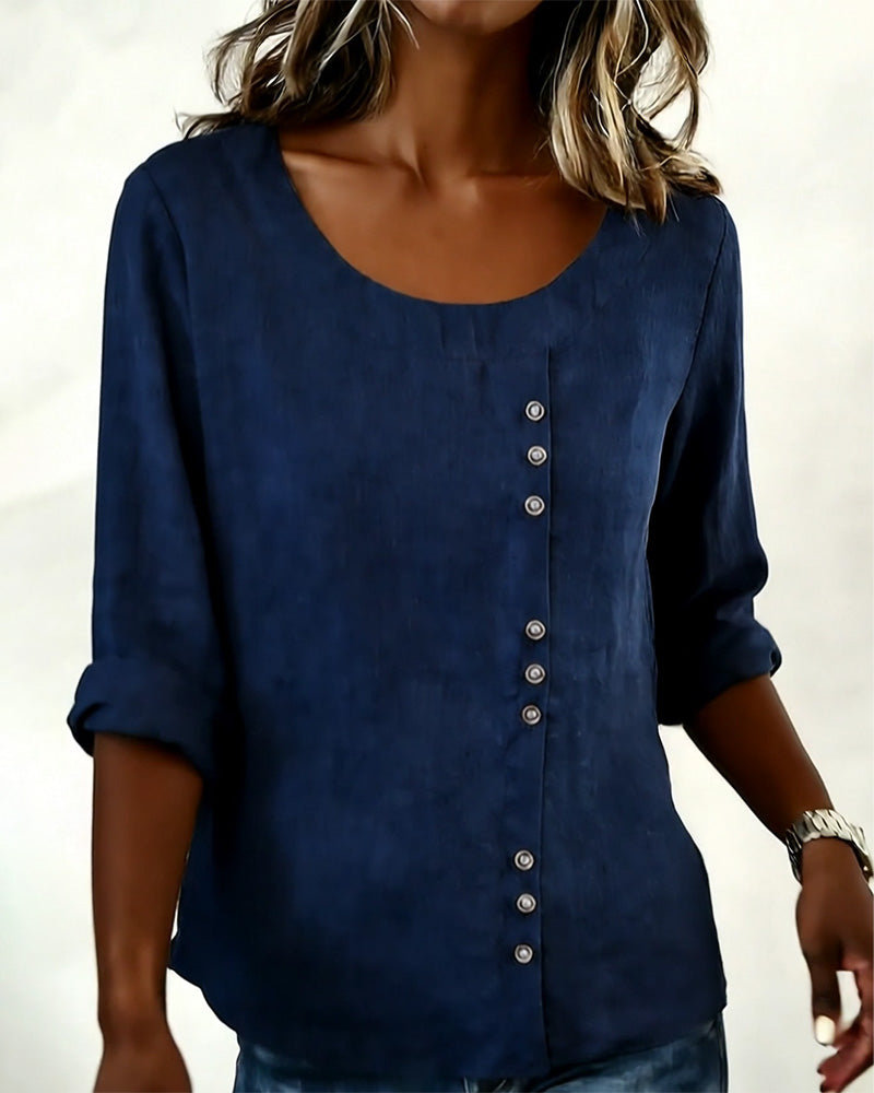 Quillane - T-shirt met Ronde Hals en Lange Mouwen