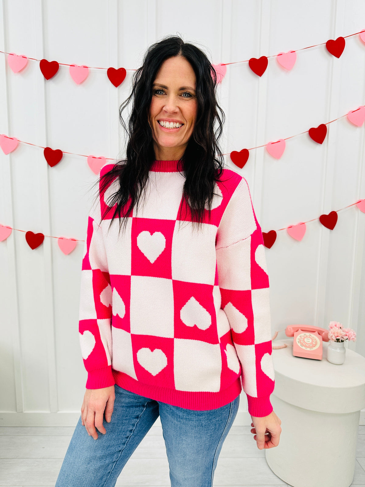 Ottilie - Trui met Geruite Hartjes voor Valentijn