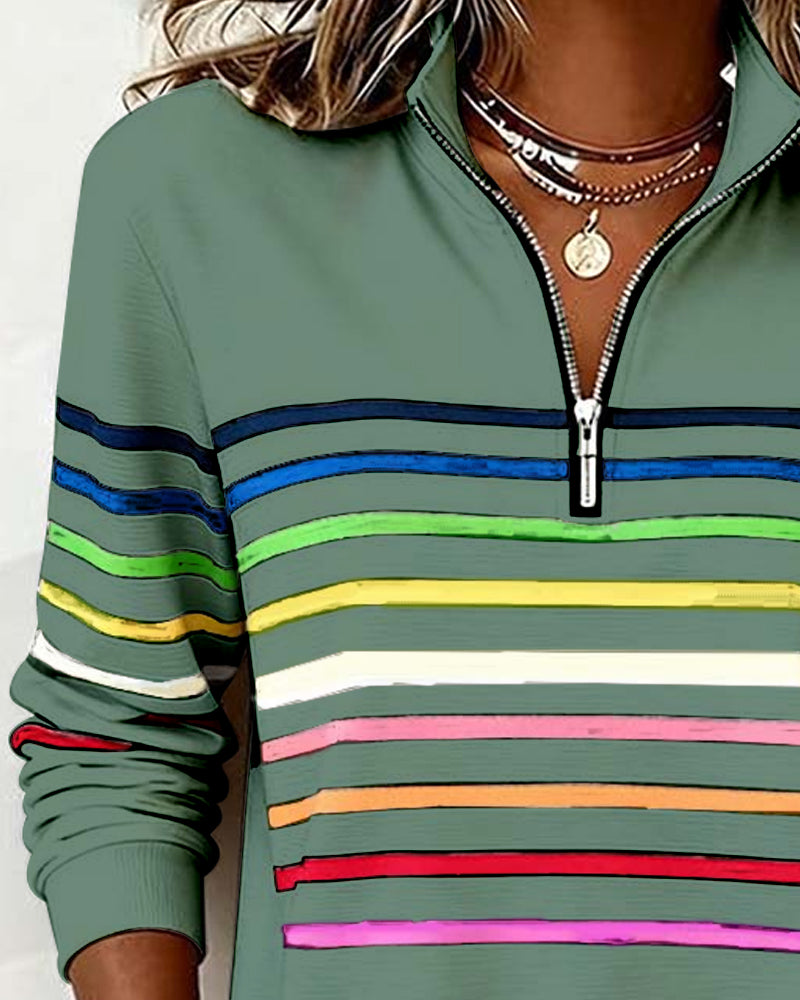Isavelline - Casual Sweatshirt met Kleurige Strepen