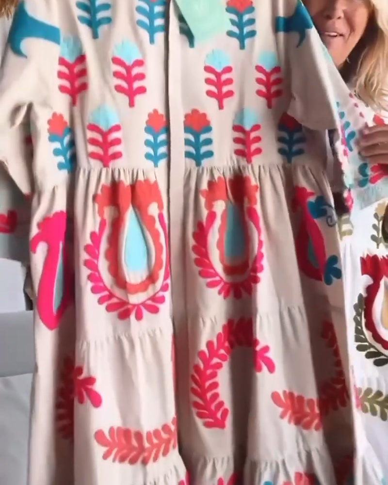 Gracina - Grafische jurk met bloemenprint