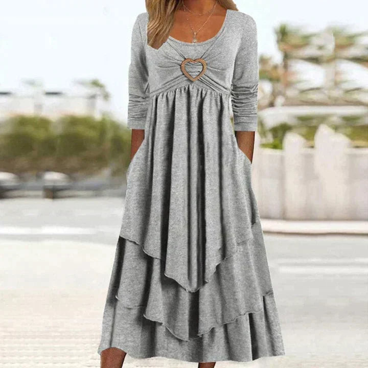 Joline - Midi jurk voor vrouwen met hartdetail