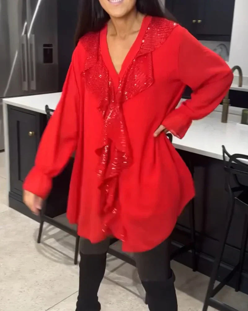 Tharalyn - Elegante Blouse met Vloeiende Volants