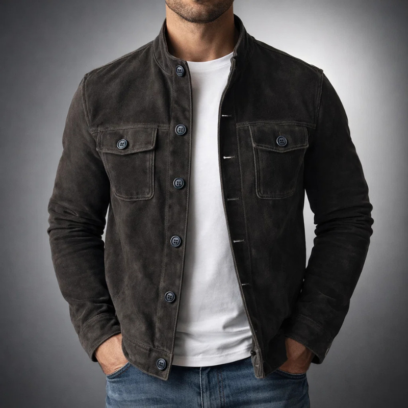 Marius - Heren overshirt met suède-effect en borstzakken