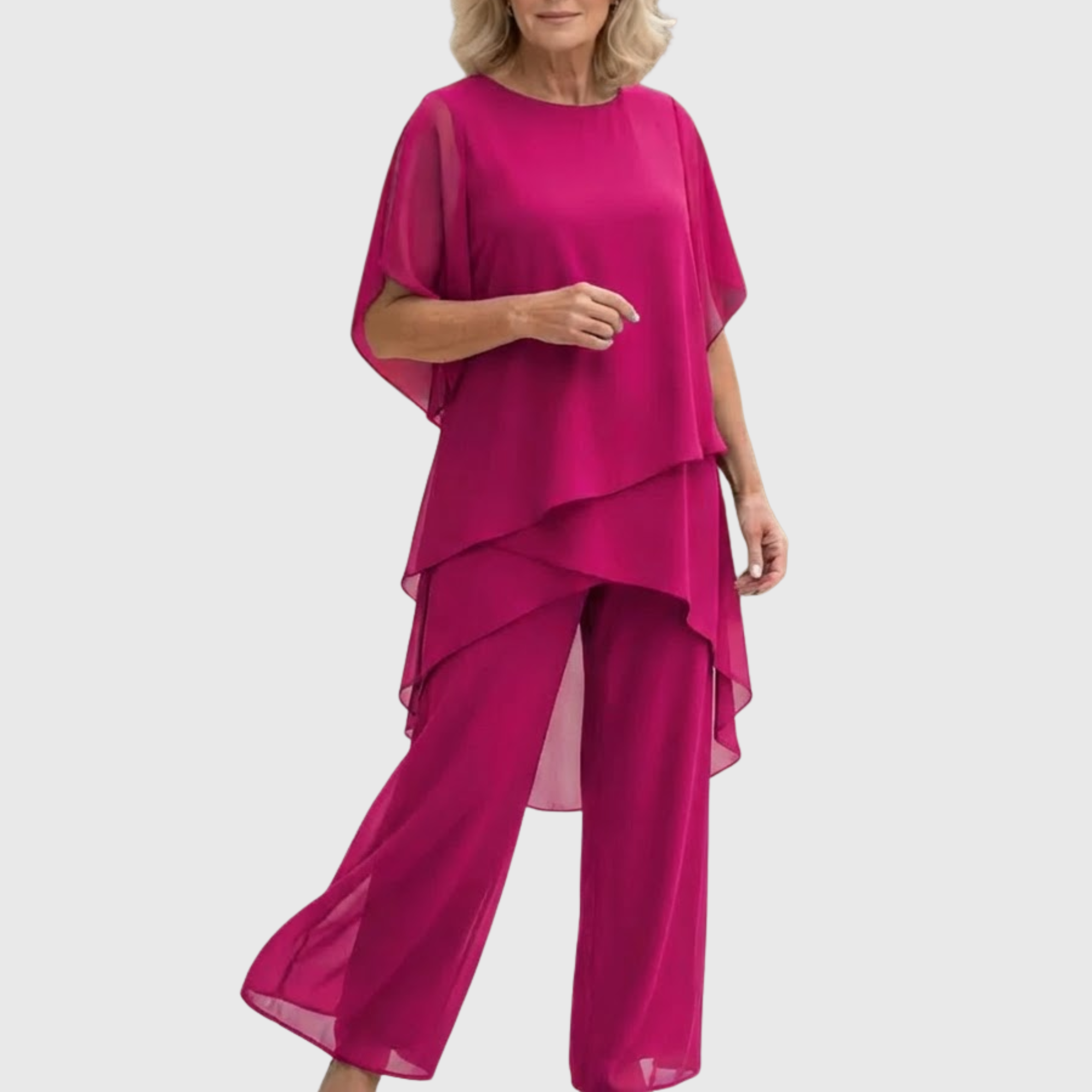 Fosira - Elegante Dames Set met Drapé Palazzo Broek