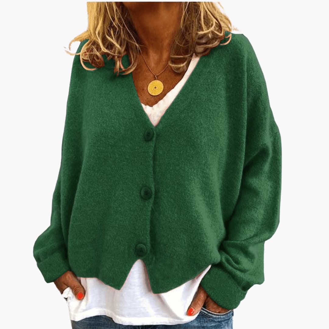 Sixtine - Dames gebreide cardigan met knopen in een casual zachte pasvorm