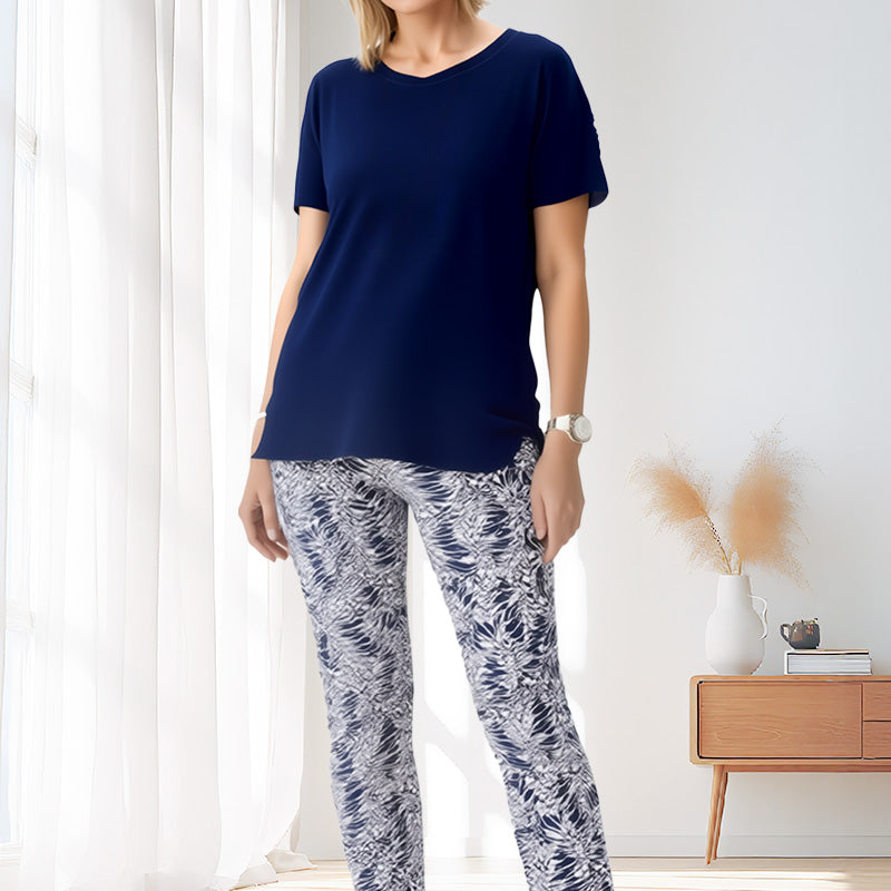 Ixoria - Tweedelige set van casual katoen met een broek met prachtige print