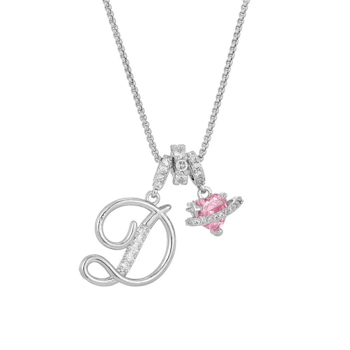 Carmelle - Initialen Ketting Met Roze Hartje