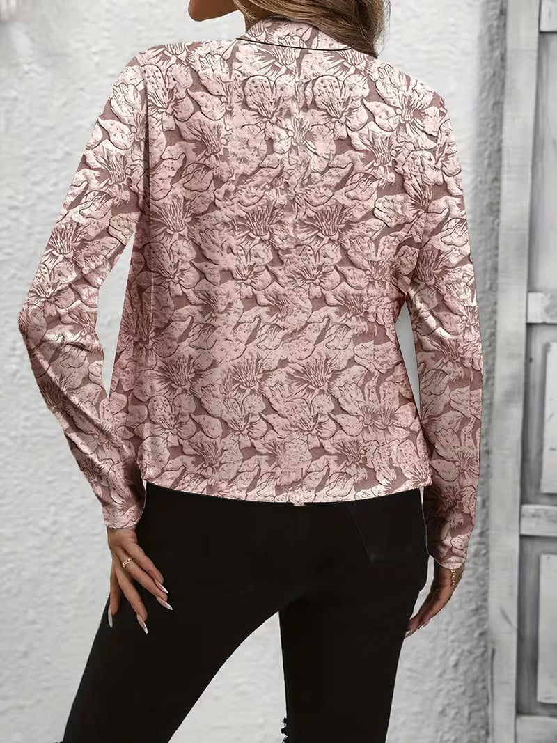 Mylène - Damesblazer met bloemenprint, gestructureerde kraag en lange mouwen