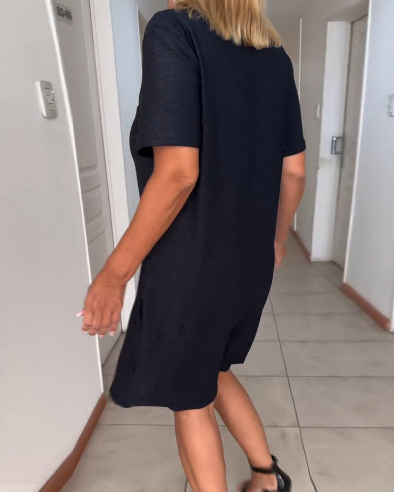 Julieta - Korte mouw twist jurk met V-hals