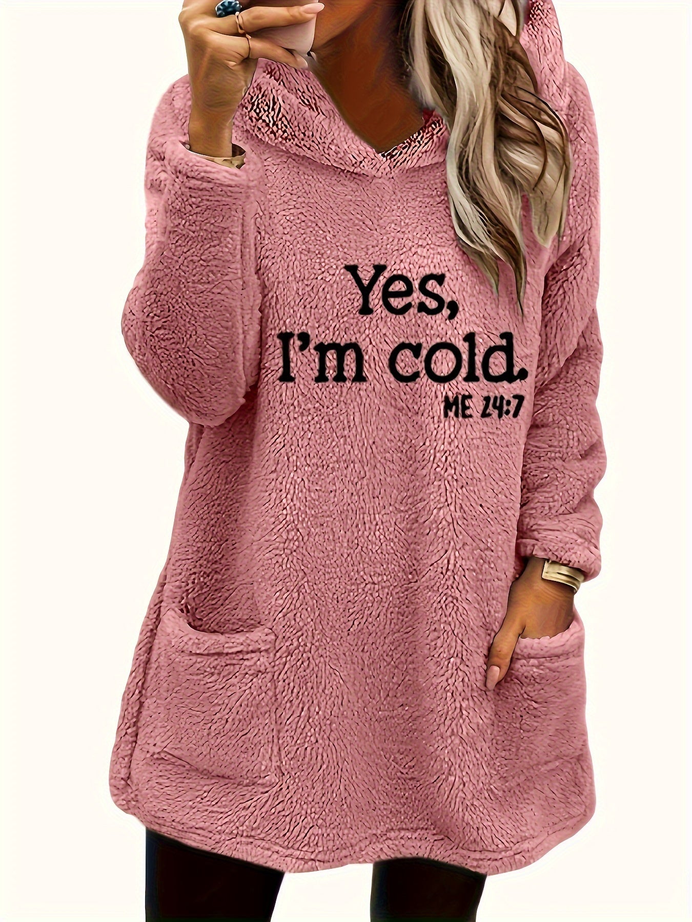 Marilina - Sweatshirt van Pluche met Hoodie en Print