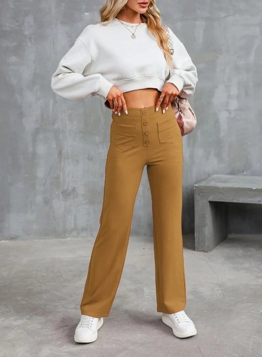 Nara - Hoge stretch - rechte broek met hoge taille