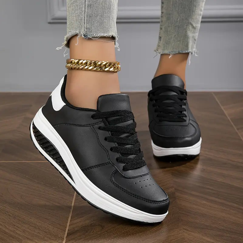 Brelina - Dames sneakers met plateauzool en veters van synthetisch leer voor dagelijks comfort