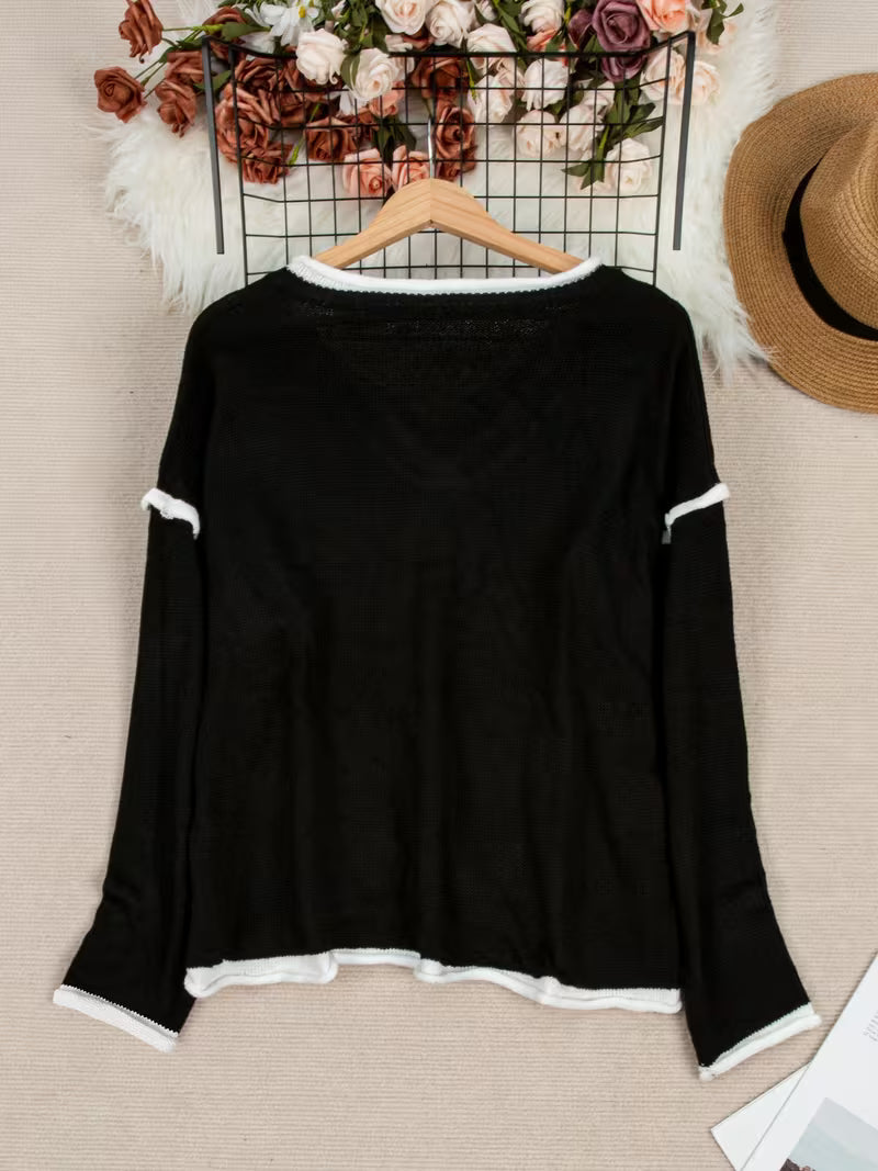 Gwenetta - V-hals Casual Trui met Lange Mouwen