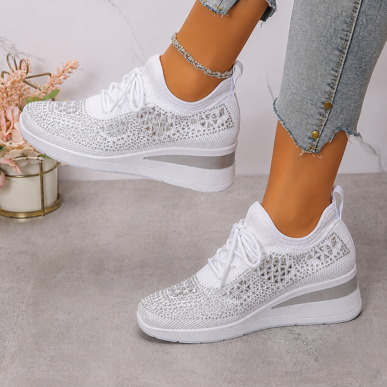 Esmeralda - Dames sneakers met comfortabele hak en ademend mesh