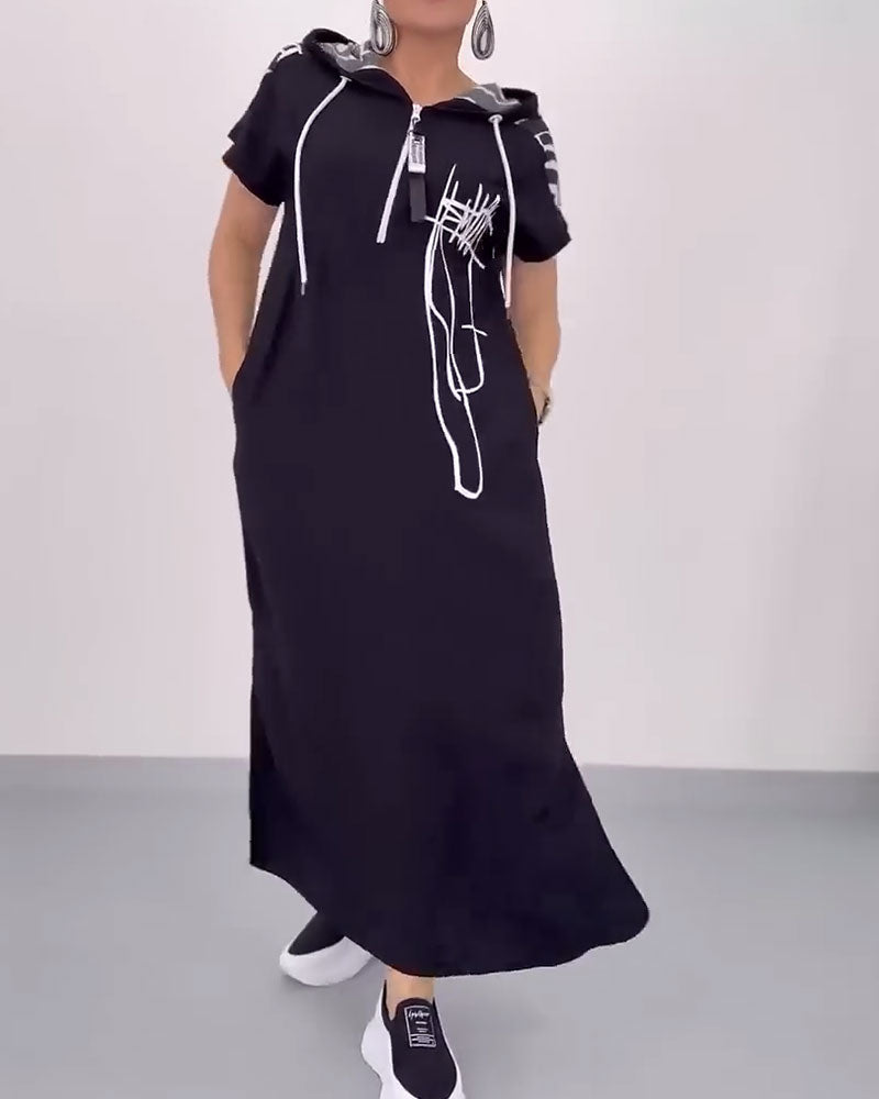 Ilana - Maxi Contrast Rits Jurk