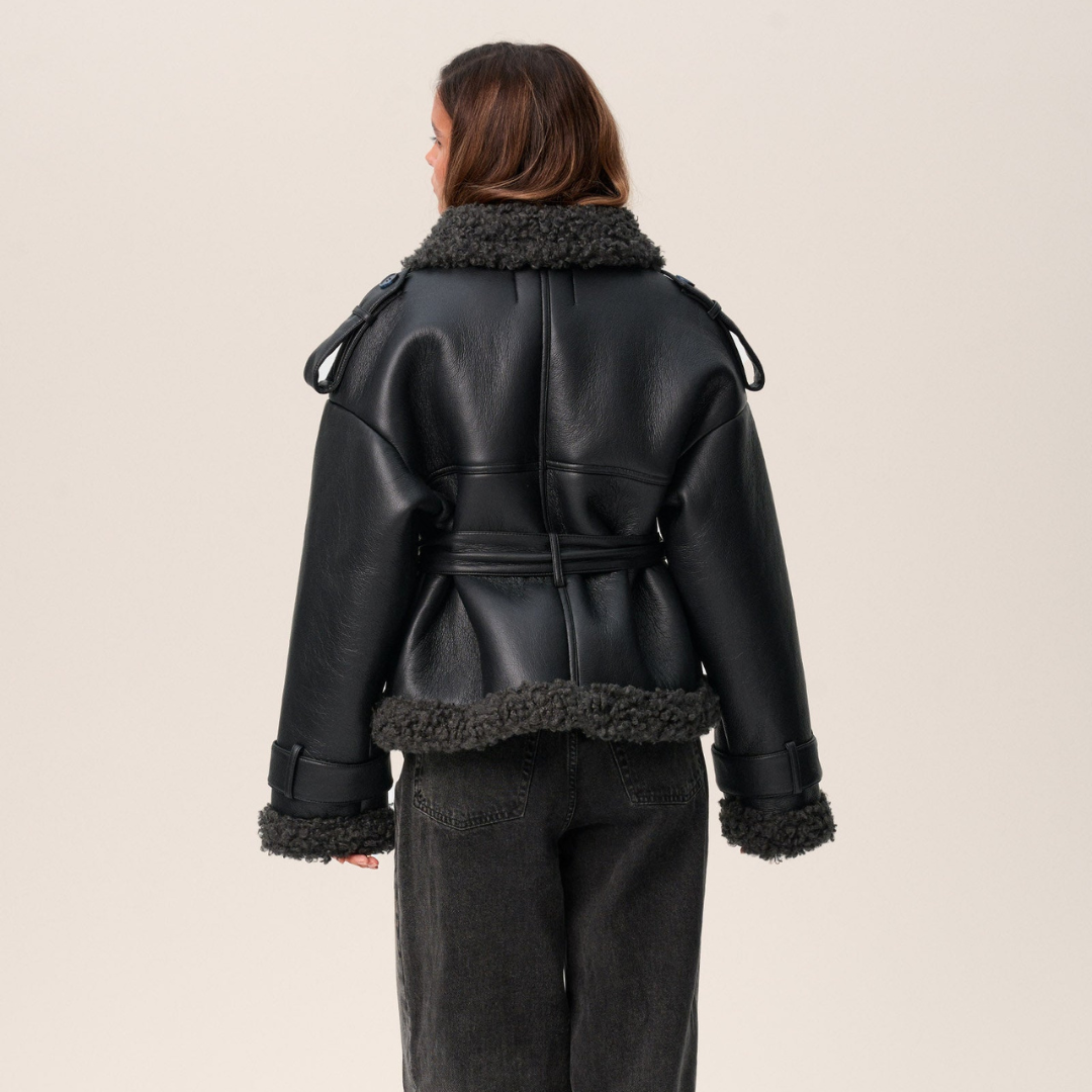 Dorelya - Shearling Mantel met Ceintuur voor Elegante Winter