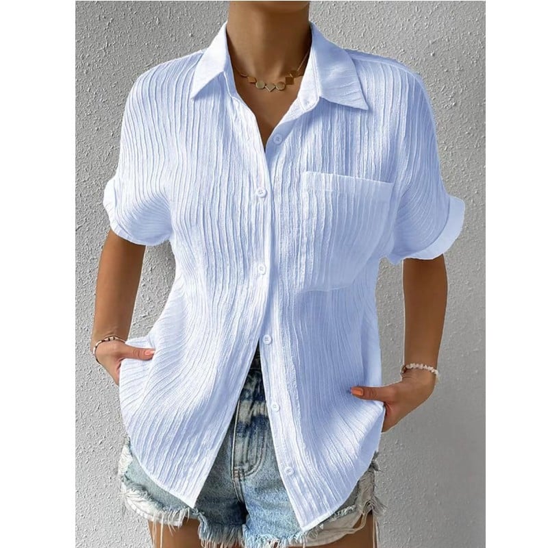 Plyora - Dames Blouse Ruim Met Knopen Klassieke Kraag Casual Stijl