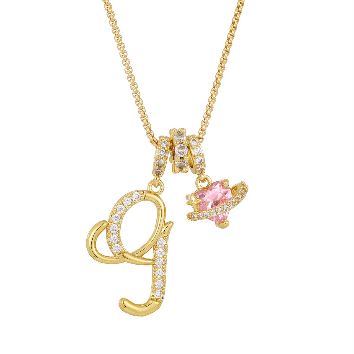 Carmelle - Initialen Ketting Met Roze Hartje