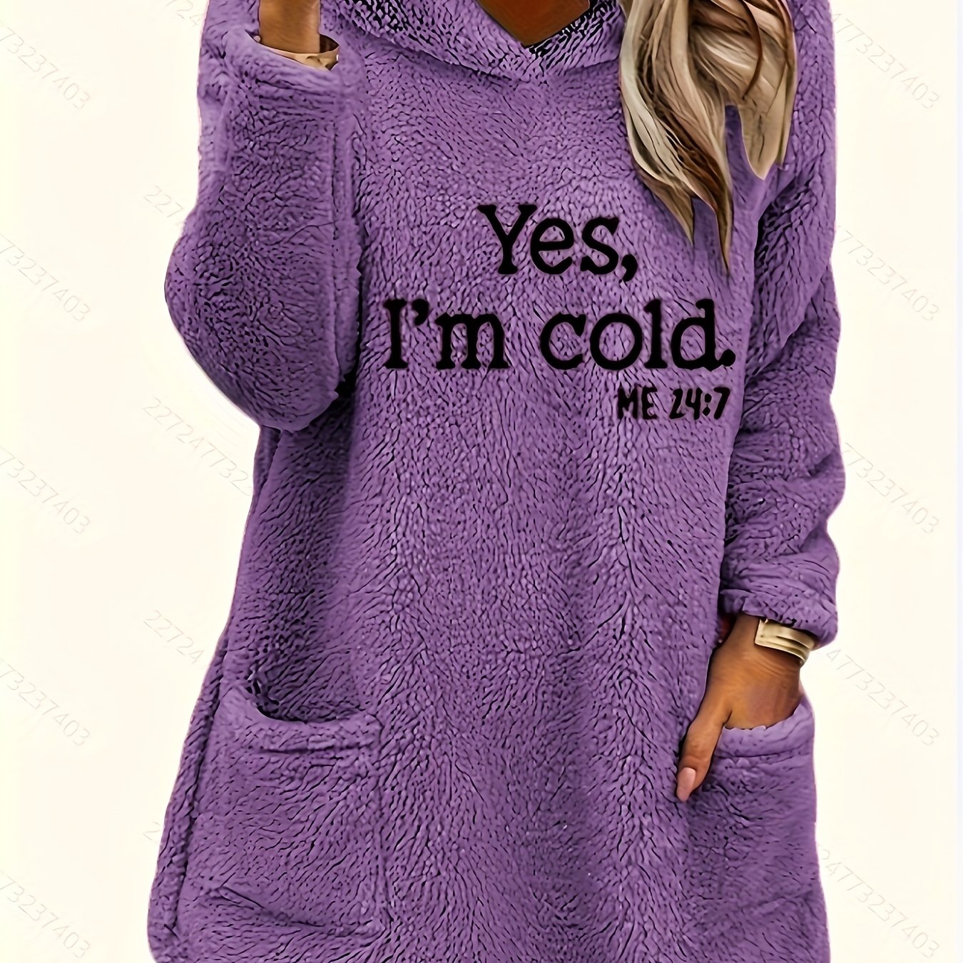Marilina - Sweatshirt van Pluche met Hoodie en Print
