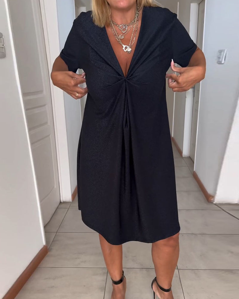 Julieta - Korte mouw twist jurk met V-hals