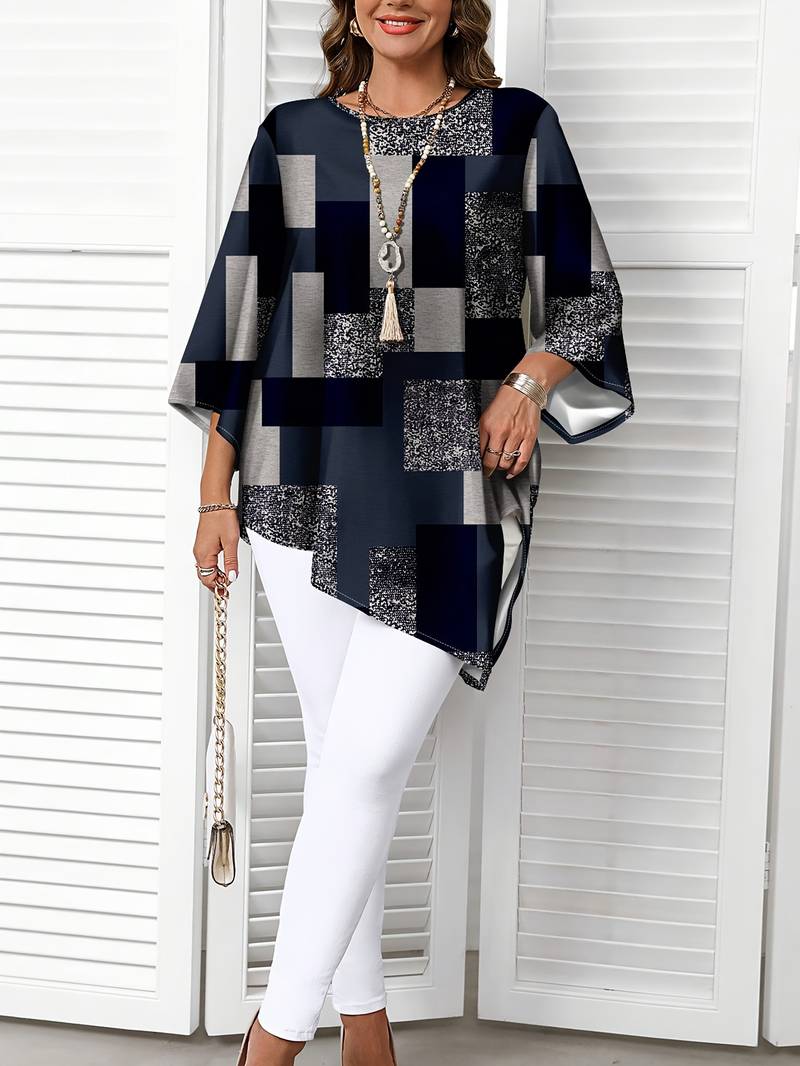 Rhosalivelle - Oversized Blouse met Geruit Motief