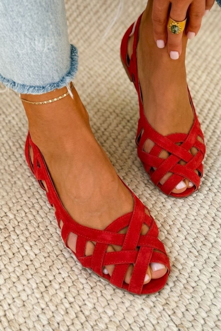 Vespera - Vrouwen platte gevlochten sandalen met open teen