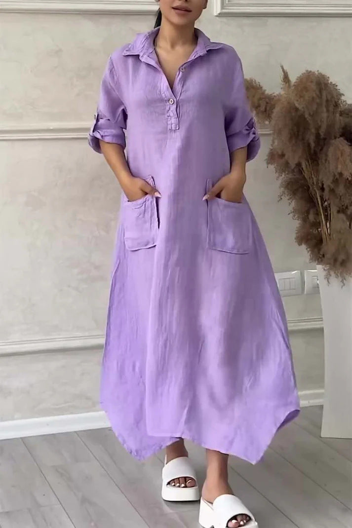Leontine - Dames maxi-jurk van linnen en katoen