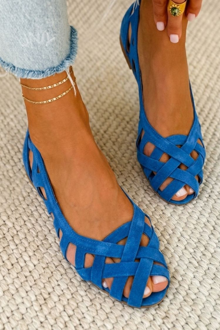 Vespera - Vrouwen platte gevlochten sandalen met open teen