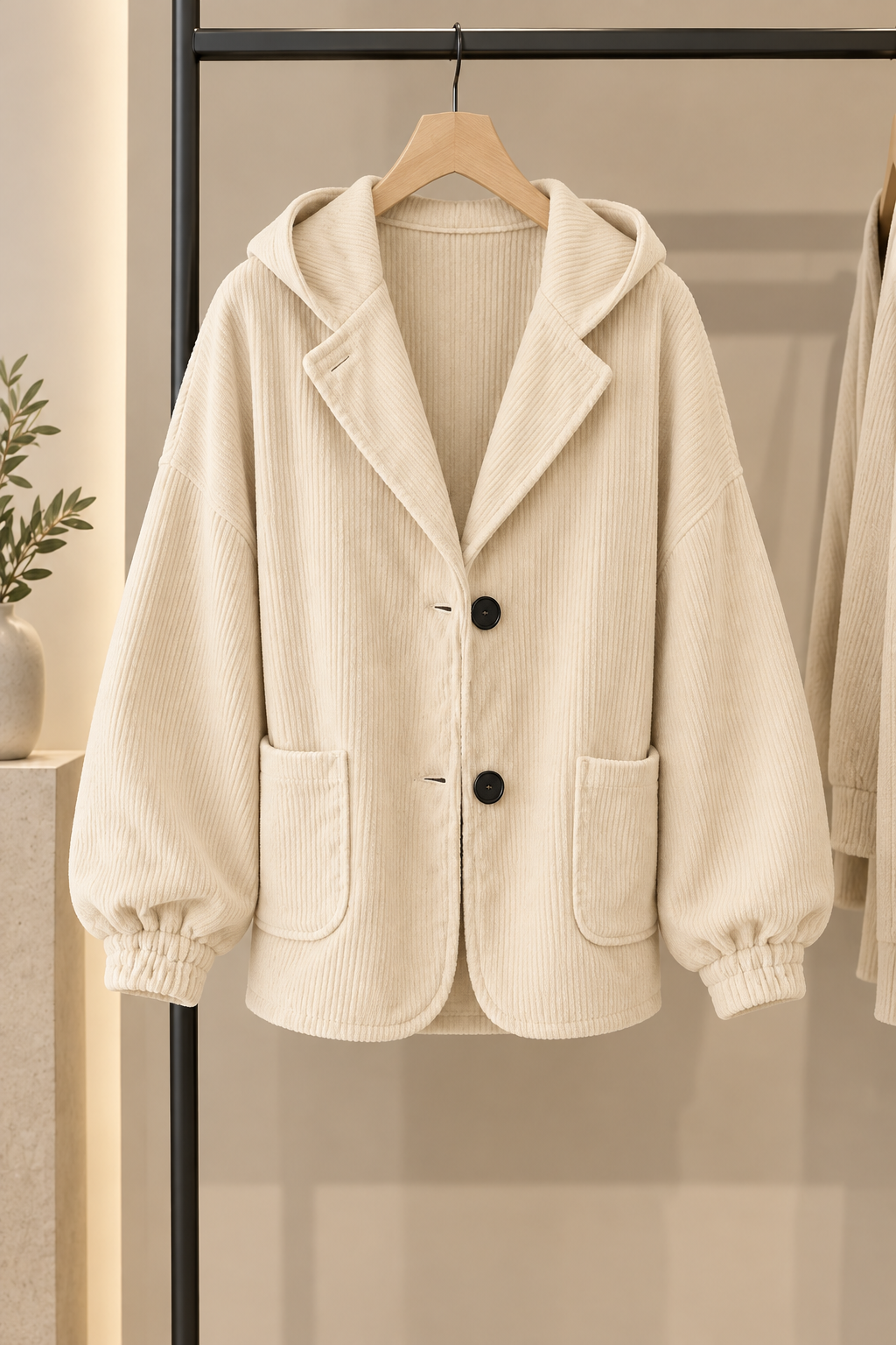 Berber - Dames oversized vest met ribfluweel effect en capuchon