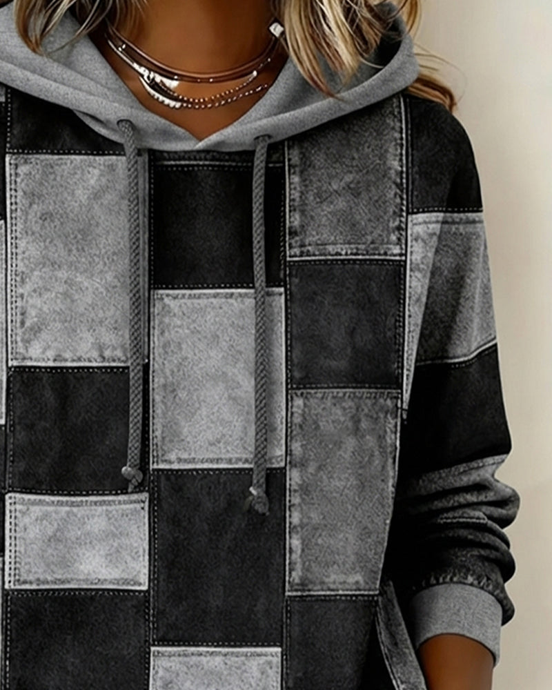 Gwenarissa - Moderne Denim Patchwork Hoodie