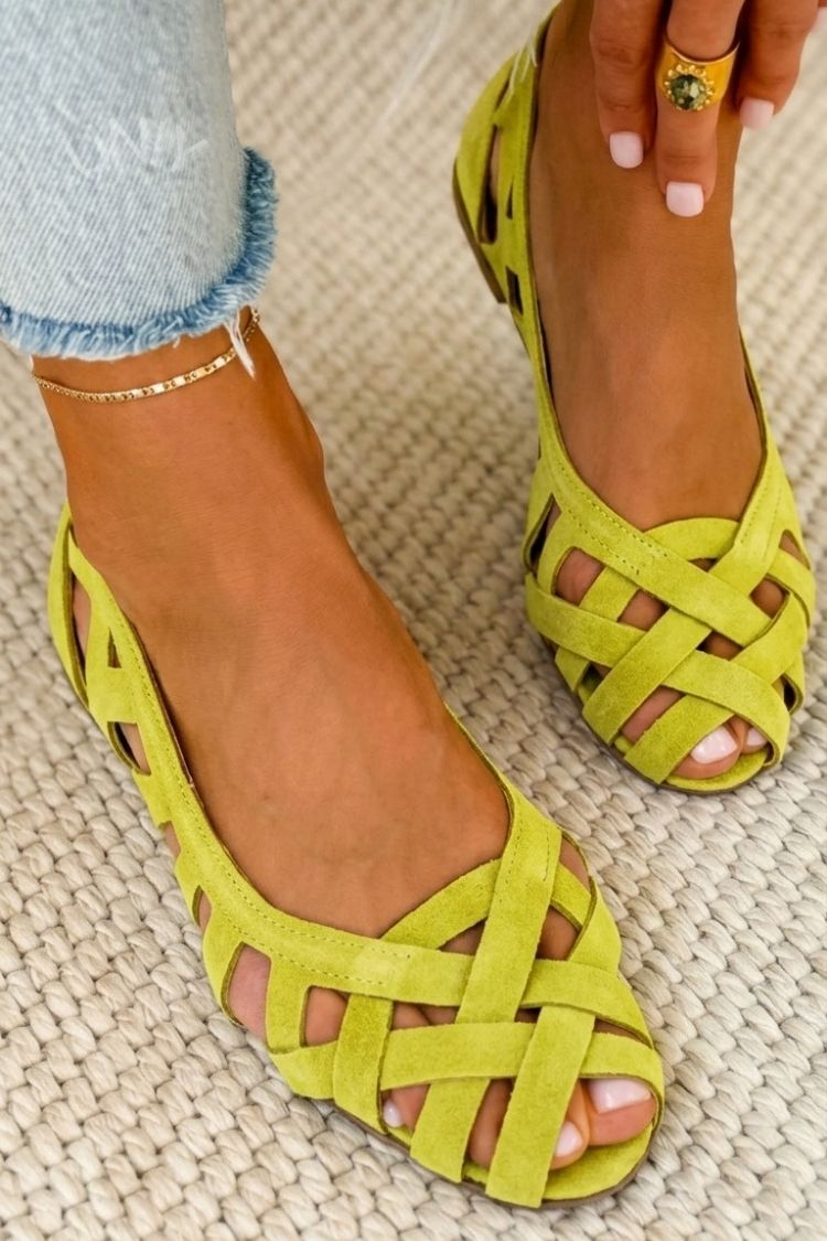 Vespera - Vrouwen platte gevlochten sandalen met open teen