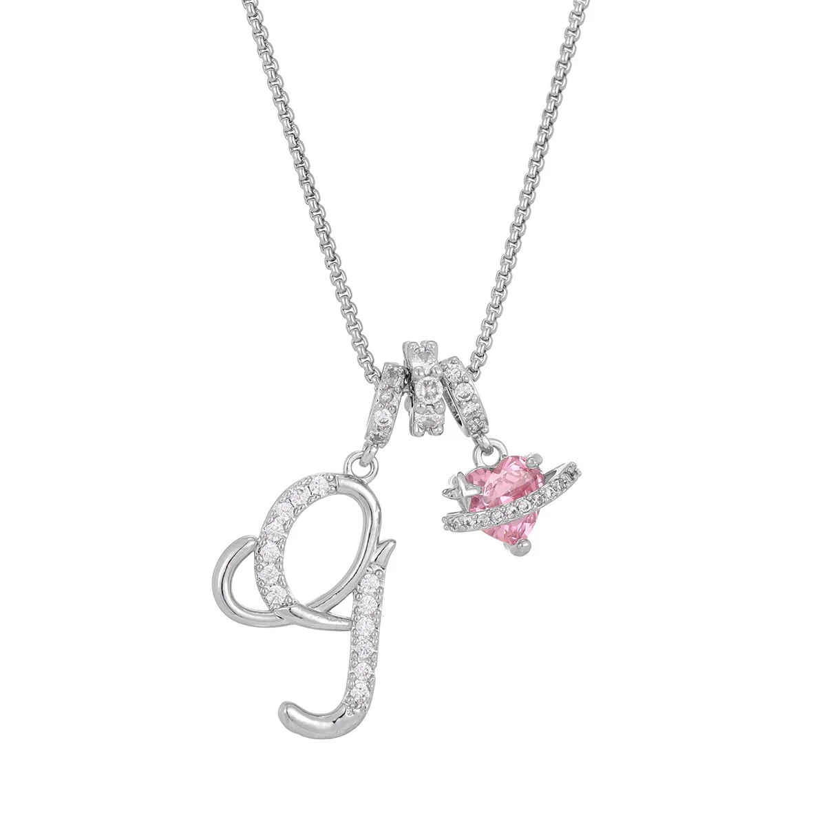 Carmelle - Initialen Ketting Met Roze Hartje