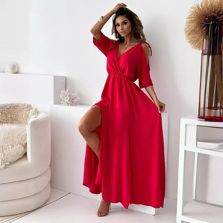 Rovenza - Maxi jurk voor dames met blote schouders en elegante split