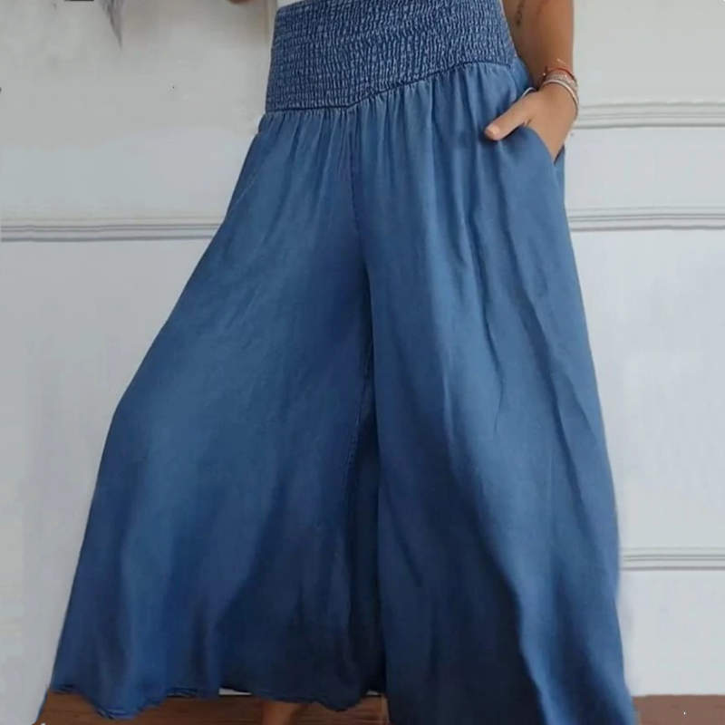 Pravina - Damesjeans met hoge taille en wijde pijpen