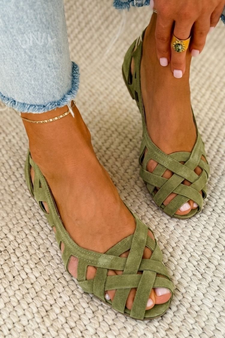 Vespera - Vrouwen platte gevlochten sandalen met open teen