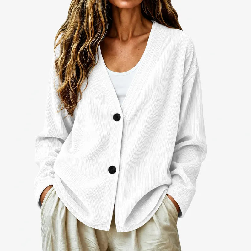 Priscilla - Dames cardigan met V-hals en ruime pasvorm