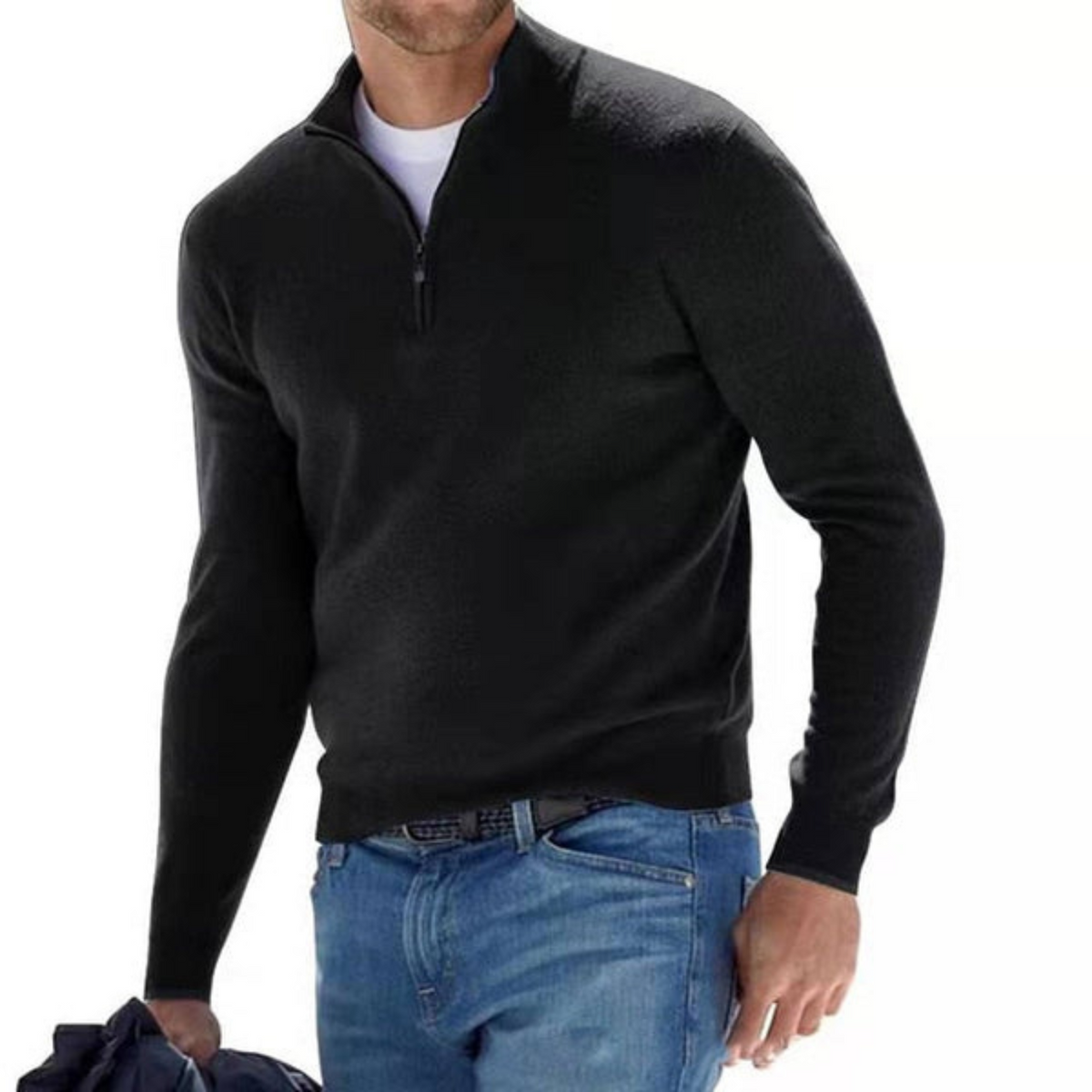 Ford - Merino V-hals trui met rits