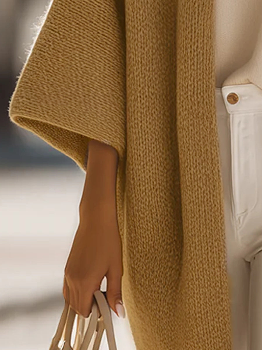 Queliralyne - Oversized Gebreide Cardigan Beige Zand